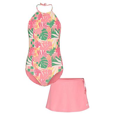 Girls 7-16 Roxy 2-Piece Tropical One Piece & Skirt Swim Set