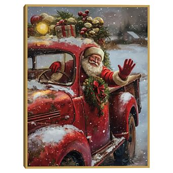 Santa Waving from Truck Holiday Wall Art