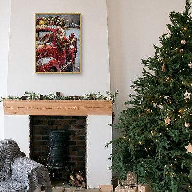 Santa Waving from Truck Holiday Wall Art