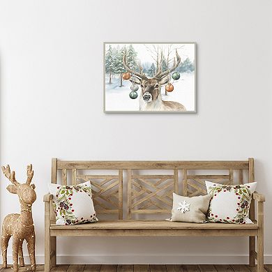 Deer With Ornaments Framed Wall Art