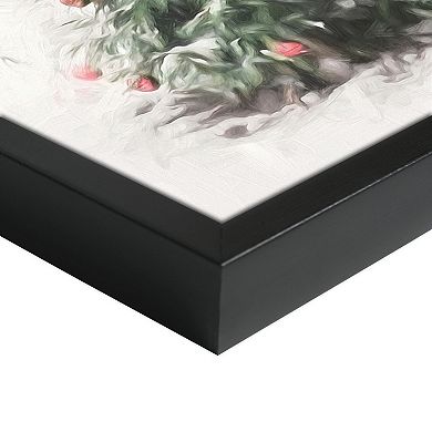 White Barn Framed Winter Scene Wall Art