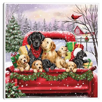 Pet Holiday Truck Canvas Wall Art