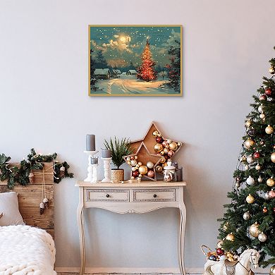 Full Moon Christmas Framed Winter Scene Wall Art