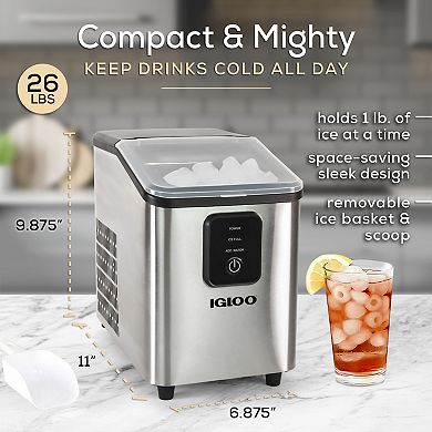Igloo 26-lbs. Compact Self-Cleaning Countertop Ice Maker