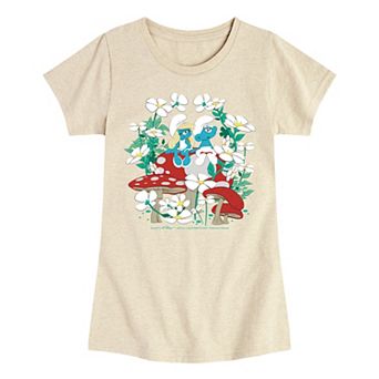 Girls 7-16 Smurfs Flowers & Mushrooms Graphic Tee