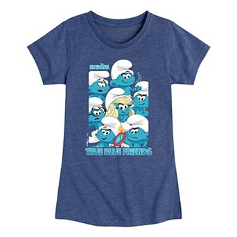 Girls 7-16 Smurfs True Blue Friends Short Sleeve Graphic Tee