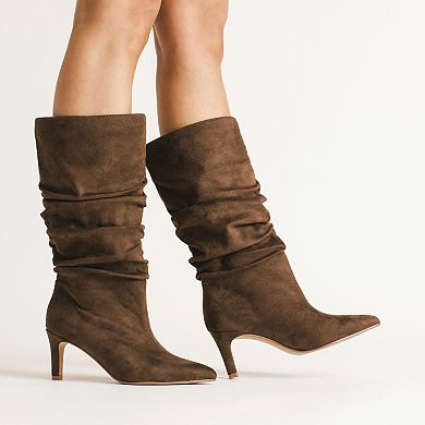 Journee Sonnet Women's Stiletto Heel Slouchy Knee-High Boots In Regular, Wide, & Extra Wide Calf
