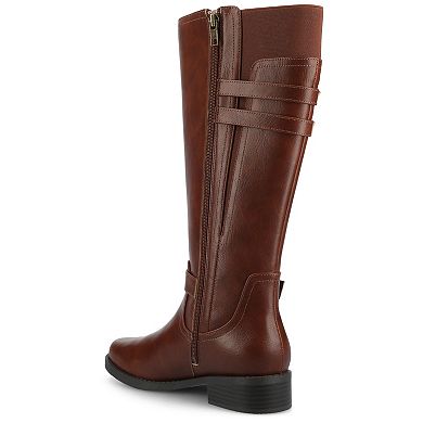 Journee Sonny Women's Round Toe Buckle Detail Knee-High Boots In Regular, Wide, & Extra Wide Calf