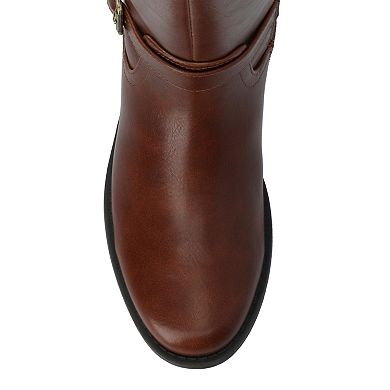 Journee Sonny Women's Round Toe Buckle Detail Knee-High Boots In Regular, Wide, & Extra Wide Calf