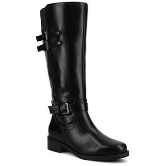 Journee Sonny Women's Round Toe Buckle Detail Knee-High Boots In Regular, Wide, & Extra Wide Calf