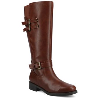 Journee Sonny Women's Round Toe Buckle Detail Knee-High Boots In Regular, Wide, & Extra Wide Calf
