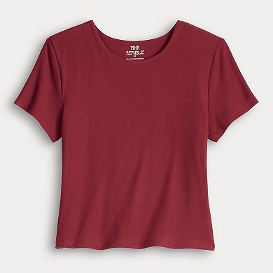 Juniors' Pink Republic Contour Side Cinch Short Sleeve Top