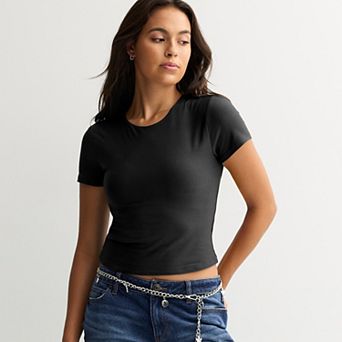 Juniors' Pink Republic Contour Side Cinch Short Sleeve Top