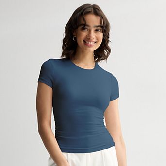 Juniors' Pink Republic Contour Side Cinch Short Sleeve Top