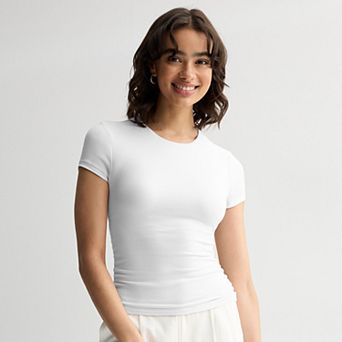 Juniors' Pink Republic Contour Side Cinch Short Sleeve Top