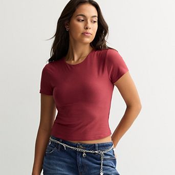 Juniors' Pink Republic Contour Side Cinch Short Sleeve Top