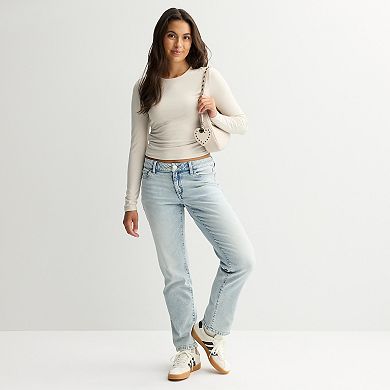 Juniors' Pink Republic Contour Side Cinch Long Sleeve Top