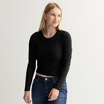 Juniors' Pink Republic Contour Side Cinch Long Sleeve Top