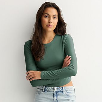 Juniors' Pink Republic Contour Side Cinch Long Sleeve Top