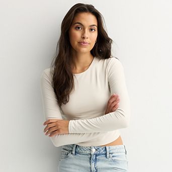 Juniors' Pink Republic Contour Side Cinch Long Sleeve Top