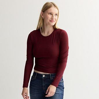 Juniors' Pink Republic Contour Side Cinch Long Sleeve Top