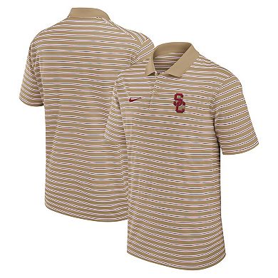 Men's Nike Tan USC Trojans Athletic Prep Striped Performance Polo