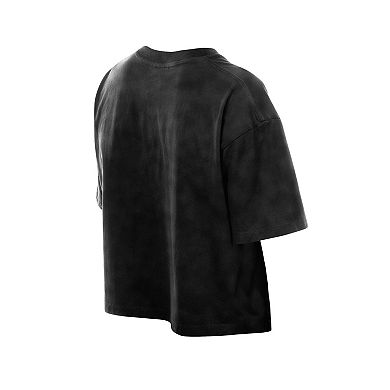 Women's New Era Black Jacksonville Jaguars Cropped Boxy Sport Classics Mineral Wash T-Shirt