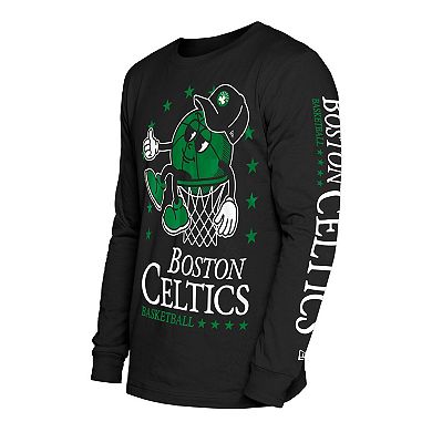 Men's New Era Black Boston Celtics Old School Sport Long Sleeve T-Shirt
