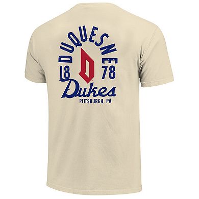 Men's Cream Duquesne Dukes Comfort Colors Mascot Overlay T-Shirt