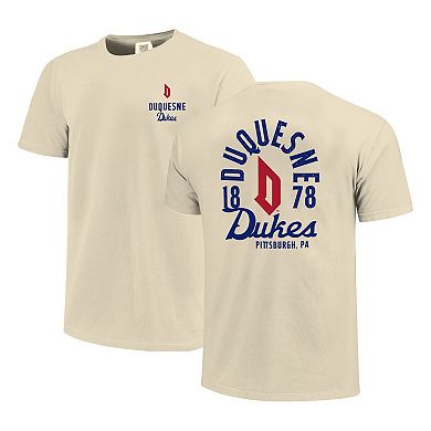 Men's Cream Duquesne Dukes Comfort Colors Mascot Overlay T-Shirt