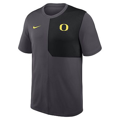 Men's Nike Anthracite Oregon Ducks 2025 Sideline UV Dri-FIT Coach Shirt