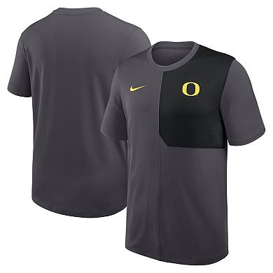 Men's Nike Anthracite Oregon Ducks 2025 Sideline UV Dri-FIT Coach Shirt