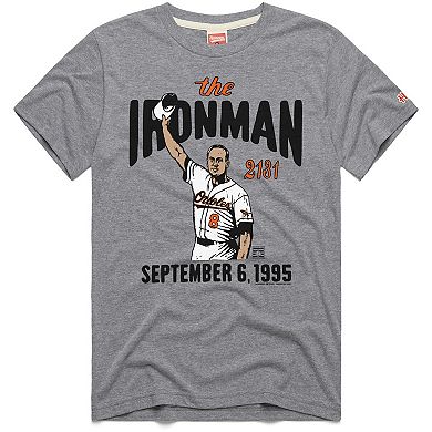 Men's Homage Cal Ripken Jr. Gray Baltimore Orioles Graphic Player T-Shirt