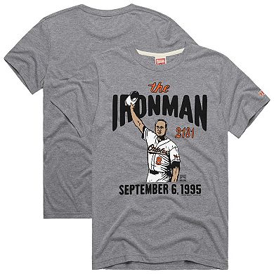 Men's Homage Cal Ripken Jr. Gray Baltimore Orioles Graphic Player T-Shirt