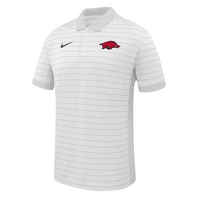 Men's Nike White Arkansas Razorbacks 2025 Early Season Coaches Sideline Victory Stripe Performance Polo