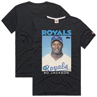 Men's Homage Bo Jackson Charcoal Kansas City Royals 1986 Topps Baseball Card Player T-Shirt