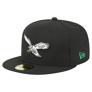 Men's New Era Black Philadelphia Eagles Super Bowl LIX Champions Historic Side Patch 59FIFTY Fitted Hat
