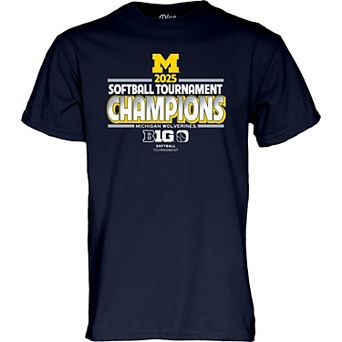 Men's Blue 84 Navy Michigan Wolverines 2025 Big Ten Softball Conference Tournament Champions Locker Room T-Shirt
