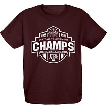 Youth Blue 84 Maroon Texas A&M Aggies 2025 SEC Softball Conference Tournament Champions Locker Room T-Shirt