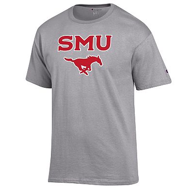 Men's Champion Heather Gray SMU Mustangs Arched Logo T-Shirt