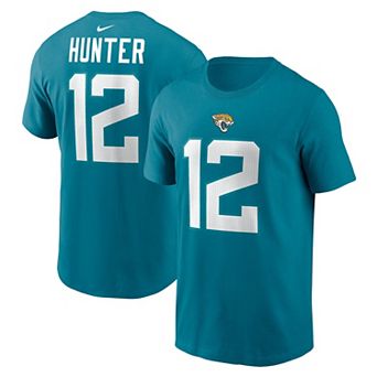 Men's Nike Travis Hunter Teal Jacksonville Jaguars 2025 NFL Draft First Round Pick Name & Number T-Shirt