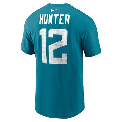 Men's Nike Travis Hunter Teal Jacksonville Jaguars 2025 NFL Draft First Round Pick Name & Number T-Shirt