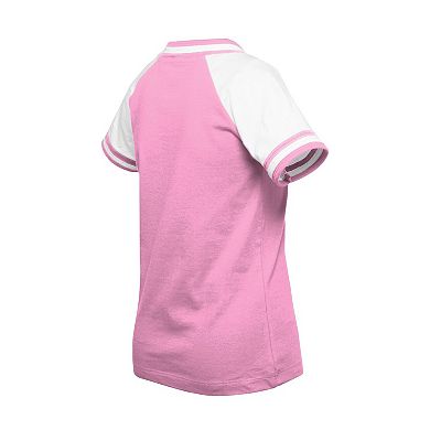 Girls Youth New Era Pink San Francisco Giants Mommy & Me Raglan V-Neck T-Shirt