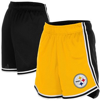 Women's New Era Gold/Black Pittsburgh Steelers Sport Classics Mesh Shorts