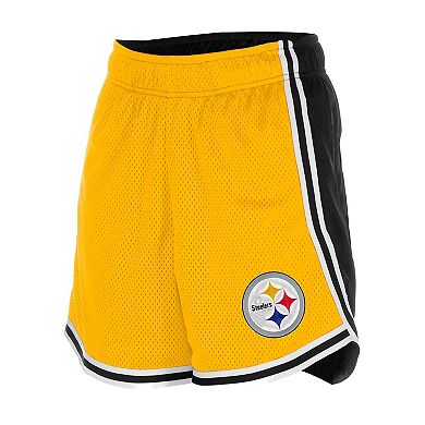 Women's New Era Gold/Black Pittsburgh Steelers Sport Classics Mesh Shorts