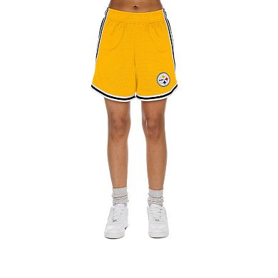 Women's New Era Gold/Black Pittsburgh Steelers Sport Classics Mesh Shorts