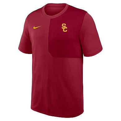 Men's Nike Cardinal USC Trojans 2025 Sideline UV Performance Coach T-Shirt