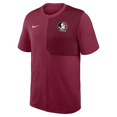 Men's Nike Garnet Florida State Seminoles 2025 Sideline UV Performance Coach T-Shirt