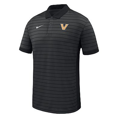 Men's Nike Black Vanderbilt Commodores 2025 Early Season Coaches Sideline Victory Stripe Performance Polo