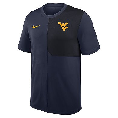 Men's Nike Navy West Virginia Mountaineers 2025 Sideline UV Performance Coach T-Shirt